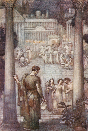 Stories from Dante: Virgil in Rome (colour litho)