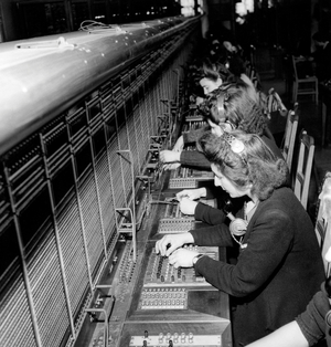 Switchboard Operators in Paris, February 1946 (b/w photo)