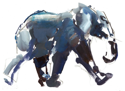 Walking Elephant, 2023 (mixed media on paper)