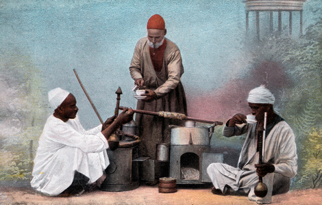 Coffee seller in the street, Egypt, c. 1900, Postcard