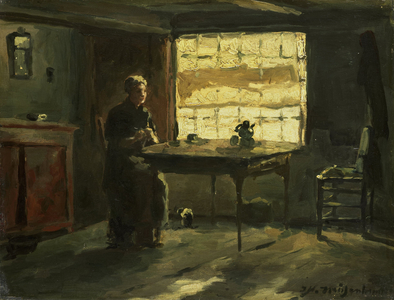 Farmhouse interior, 1870 (oil on panel)