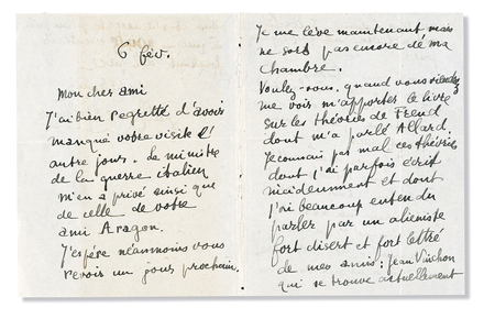 Autograph letter signed to Andre Breton, 6 February 1918 (pen & ink on paper) (see also 2909401)