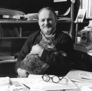 Jacques Rouchouse and his cat