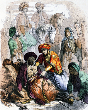 Ibrahim Pasha blesses a dying soldier in Arabia, 1818