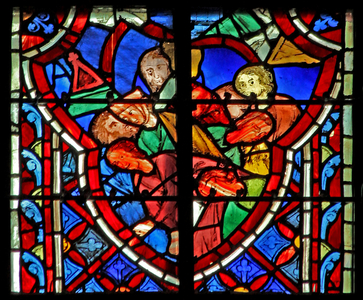Window w5  Samson brings down the temple Judges XVI 28 (stained glass)