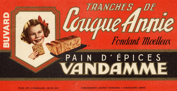 Buvard pain epices Vandamme vers 1955