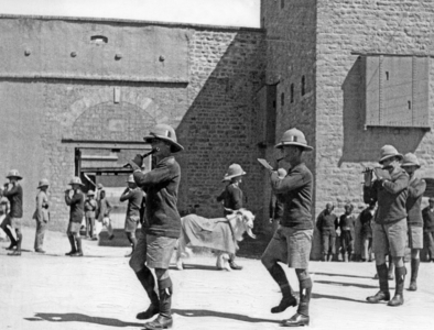 Guard parade of the English troops in British India, 1936 (b/w photo)