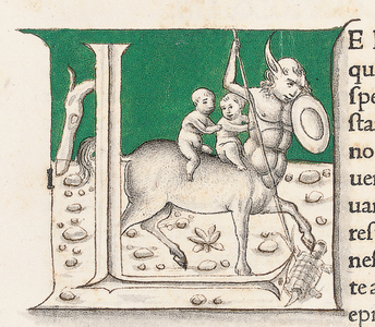 Detail from 'Historia Naturalis' by Pliny the Elder, 1476 (print, engraving & tempera on paper) (see also 860407-501)