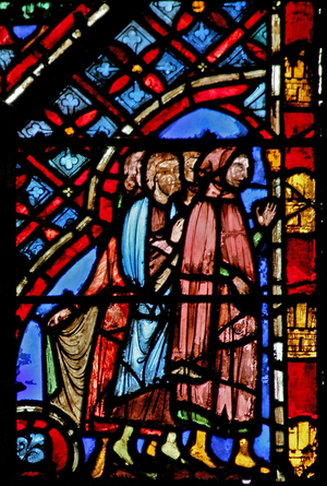 Window w2  the Israelites depart Ex XIV 19-20 (stained glass)