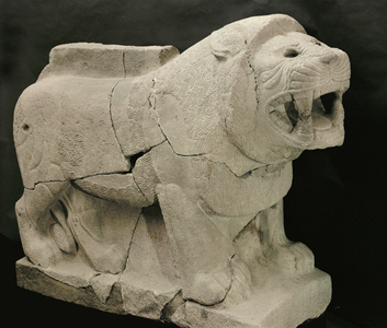 Portal lion at the entrance of Hilani III, the palace of Aramaean king Barrekub at Sinjirli (basalt)
