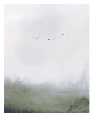 Birds Flying Over A Field, c.2018 (mixed media)