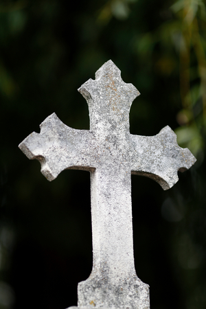 Grave in cemetery.  Stone cross.  Annecy. France.