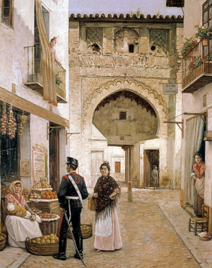 Greengrocer in Granada,19th century (oil painting)