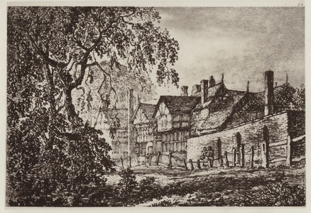 Old Manchester: Hulme Hall (litho)