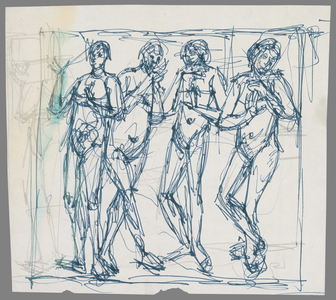 After the Byzantine Mosaic from the Torcello Cathedral: detail of the Last Judgment (pencil with pen & ink on paper)