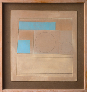 November 1959 (Mycenae 3 - brown and blue), 1959 (Oil and pencil on carved board)