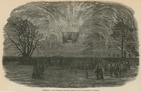 Fireworks at the Merchant Seamen's Orphan Asylum (engraving)