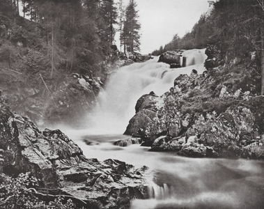 Scotland: Falls of Muick, Ballater (b/w photo)