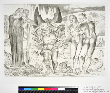 The Circle of the Thieves: Agnolo Brunelleschi Attacked by a Six-Footed Serpent Inferno, Canto XXV, illustration to the 'Divine Comedy' by Dante Alighieri, 1954 (engraving)