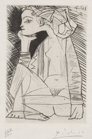The Lovers, Geneviève Looking for Me, II, August 23, 1951 (engraving and drypoint)