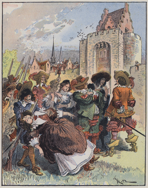 Illustration for Le Capitaine Bellormeau by and illustrated by A Robida (colour litho)