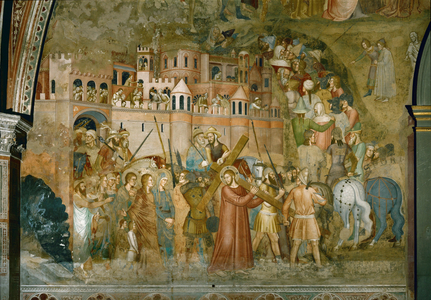 Jesus carrying the Cross. Fresco (fresco)