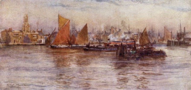 Limehouse Reach (colour litho)