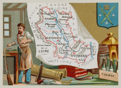 Department of Loire in central France (chromolitho)