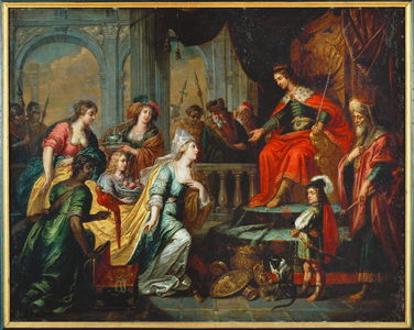 The Queen of Sheba before Solomon (oil on leather)