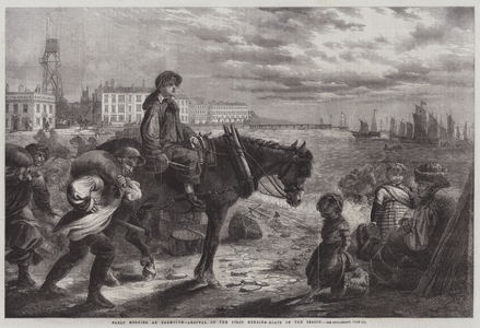 Early Morning at Yarmouth, Arrival of the First Herring-Boats of the Season (engraving)