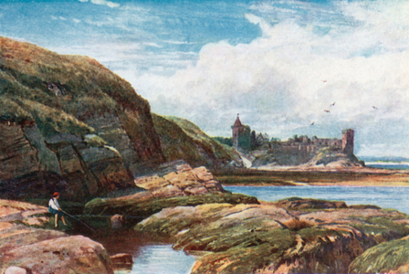The Castle of St Andrews, Fifeshire (colour litho)