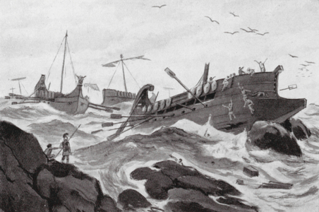 Xerxes' Fleet destroyed by a Storm (litho)