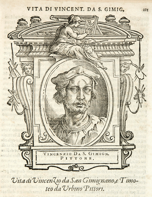 Milan, Biblioteca Braidense, Vite de piv excellent, Giorgio Vasari 1568, Vincenzo Tamagni from San Gininiano