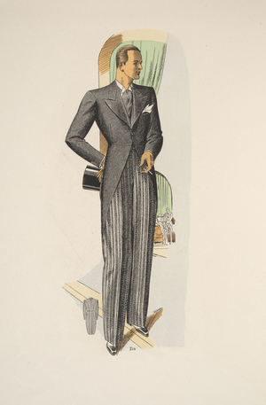Gentleman's Morning Dress, illustration from Mode Officielle, pub. 1936 (colour litho)