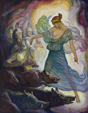 Odyssey: Circe and the swine (colour litho)