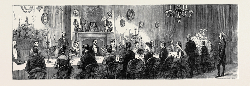 The Visit of the Prince of Wales to Bradgate Park, Leicestershire: The Dining Room at Bradgate on Monday Evening