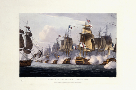 The Battle of Trafalgar, October 21st 1805, 1816 (hand-coloured aquatint)