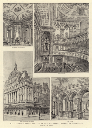 Mr Beerbohm Tree's Theatre in the Haymarket opened on Wednesday (litho)