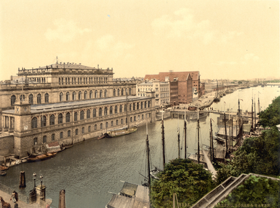 The bourse and harbour, Königsberg, East Prussia, Germany, c.1900 (colour litho)
