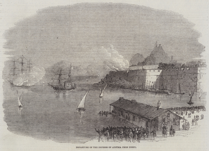 Departure of the Empress of Austria from Corfu (engraving)