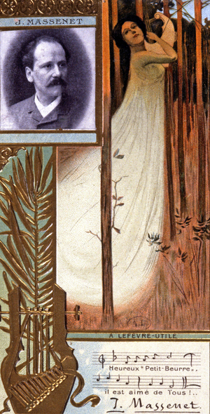 vignette for Petit Beurre LU biscuit with the portrait of Jules Massenet, c.1900 (lithograph)