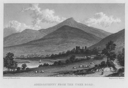 Abergavenny from the Uske Road (engraving)