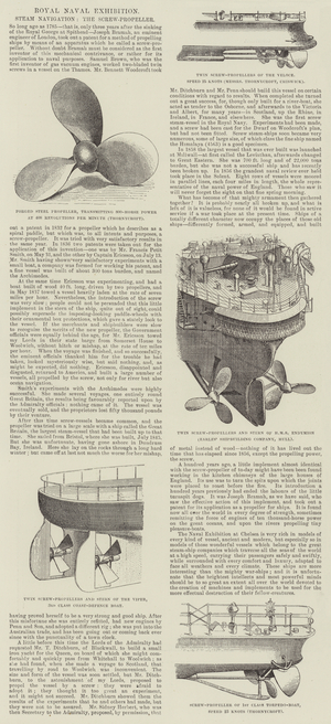 Royal Naval Exhibition, Steam Navigation, the Screw-Propeller (engraving)
