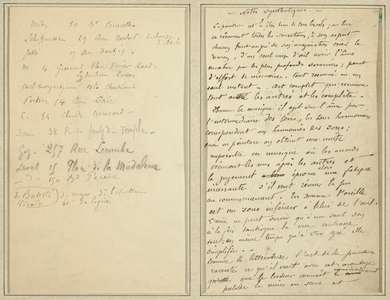 Address List; Manuscript Page [recto], 1884-1888 (Manuscript)