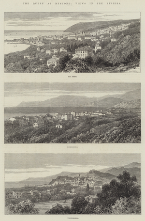 The Queen at Mentone, Views in the Riviera (engraving)
