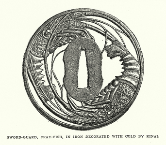 Sword-Guard, Cray-Fish, in Iron Decorated With Gold by Kinai (litho)
