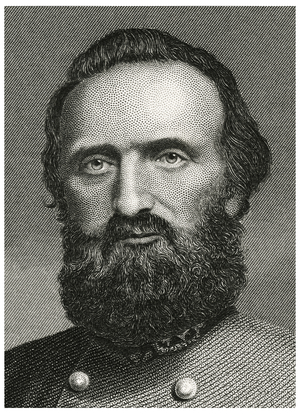 Thomas Jonathan "Stonewall" Jackson (1824-63), Confederate General during American Civil War, Head and Shoulders Portrait, Steel Engraving, Portrait Gallery of Eminent Men and Women of Europe and America by Evert A. Duyckinck, Published by Henry J. Johnson, Johnson, Wilson & Company, New York, 1873 (print)