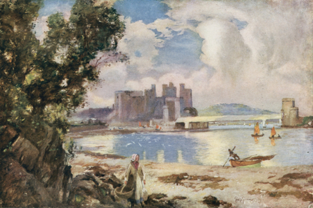 Conway, One of the Welsh Feudal Castles (colour litho)