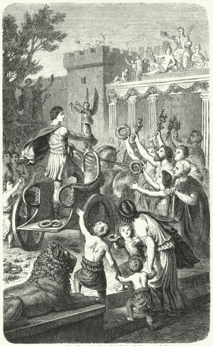 Reception of an Olympic champion in his home city, c.1880 (engraving)