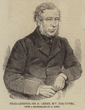 Rear-Admiral Sir H Leeke, MP for Dover (engraving)